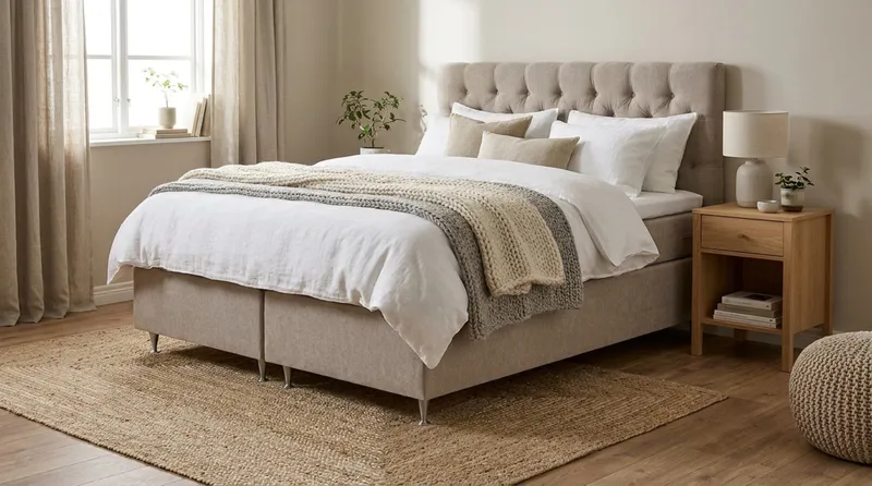 Joluma Komplet Sengepakke Kontinentalseng Fast 180x200 cm - Beige - Møbler - Senge - Kontinentalsenge