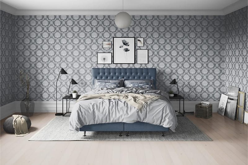 Joluma Kontinentalseng Medium - (+Flere valg) 105x200 cm Mørkeblå - Møbler - Senge - Komplet sengepakke
