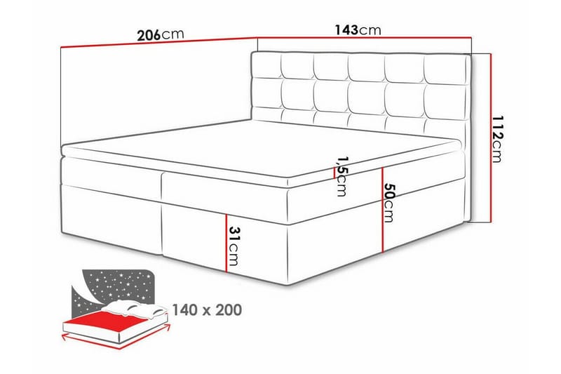 Kintore Kontinentalseng 140x200 cm - Beige/Lys beige - Kontinentalsenge