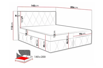 Kintore Kontinentalseng 140x200 cm - Møbler - Senge - Kontinentalsenge