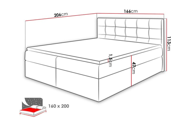 Kintore Kontinentalseng 160x200 cm - Mørkeblå - Kontinentalsenge