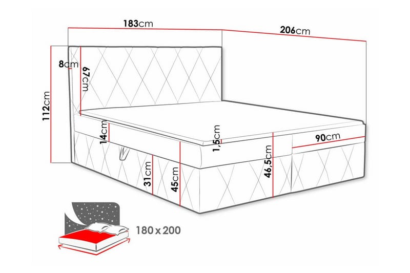 Kintore Kontinentalseng 180x200 cm - Gul - Kontinentalsenge