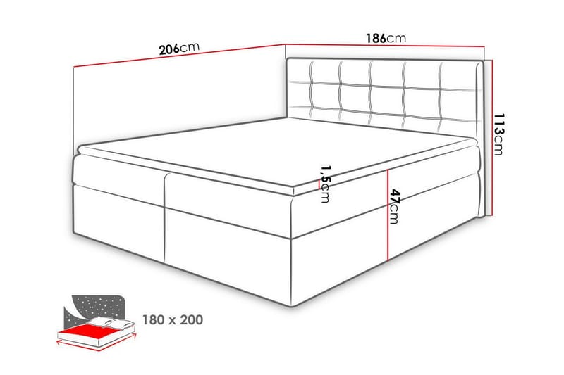 Kintore Kontinentalseng 180x200 cm - Mørkeblå - Møbler - Senge - Kontinentalsenge