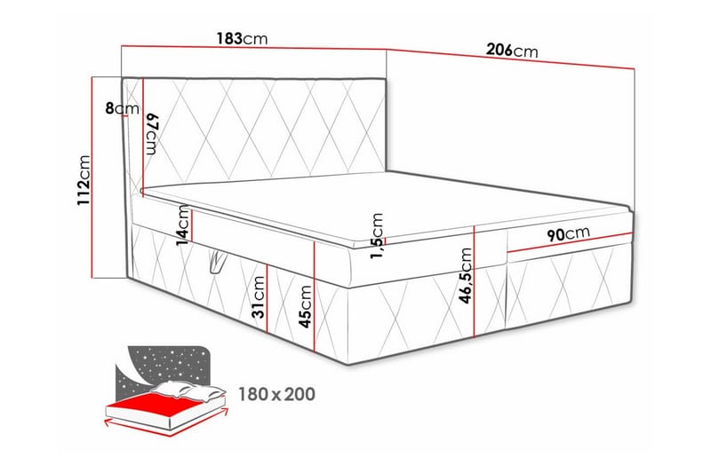 Kintore Kontinentalseng 180x200 cm - Møbler - Senge - Kontinentalsenge
