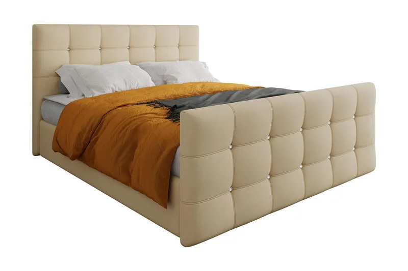 Kleos Kontinentalseng 140x200 cm med Sengegavl - Beige - Møbler - Senge - Kontinentalsenge