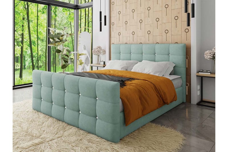 Kleos Kontinentalseng 140x200 cm med Sengegavl - Grøn - Møbler - Senge - Kontinentalsenge