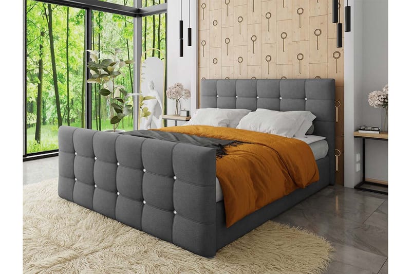 Kleos Kontinentalseng 160x200 cm med Sengegavl - Lyserød - Møbler - Senge - Kontinentalsenge