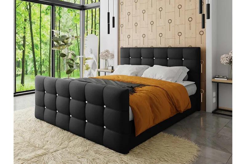 Kleos Kontinentalseng 160x200 cm med Sengegavl - Mørkegrå - Møbler - Senge - Kontinentalsenge