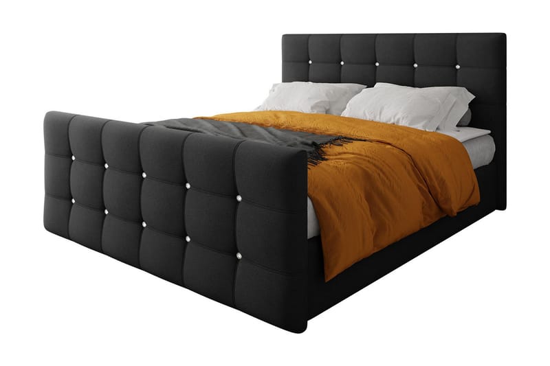 Kleos Kontinentalseng 160x200 cm med Sengegavl, Sort