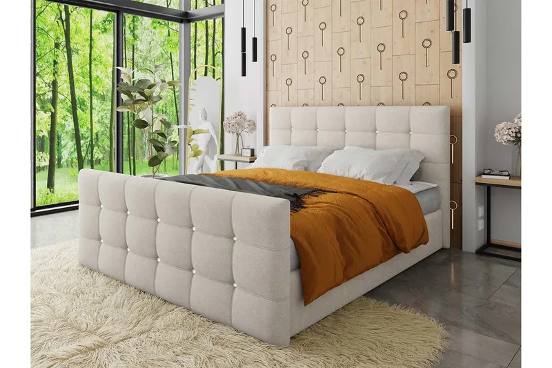 Kleos Kontinentalseng 180x200 cm med Sengegavl - Beige - Møbler - Senge - Kontinentalsenge