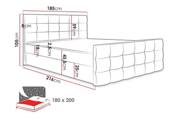 Kleos Kontinentalseng 180x200 cm med Sengegavl - Grå - Møbler - Senge - Kontinentalsenge