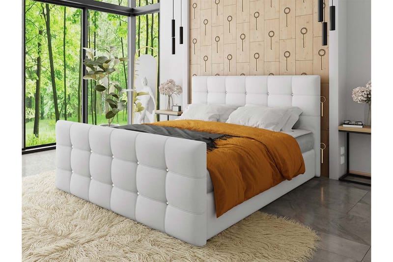 Kleos Kontinentalseng 180x200 cm med Sengegavl - Hvid - Møbler - Senge - Kontinentalsenge