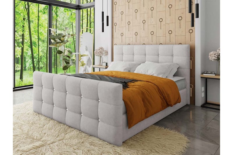 Kleos Kontinentalseng 180x200 cm med Sengegavl - Lysegrå - Møbler - Senge - Kontinentalsenge