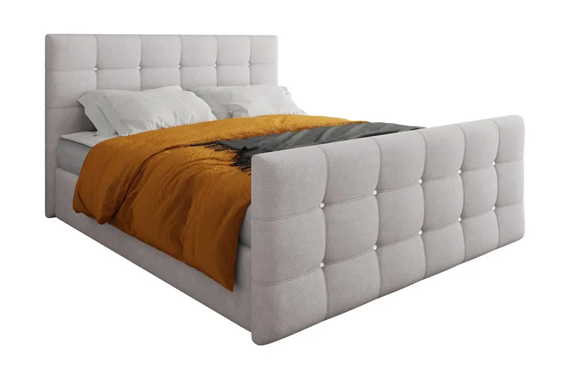 Kleos Kontinentalseng 180x200 cm med Sengegavl, Lysegrå