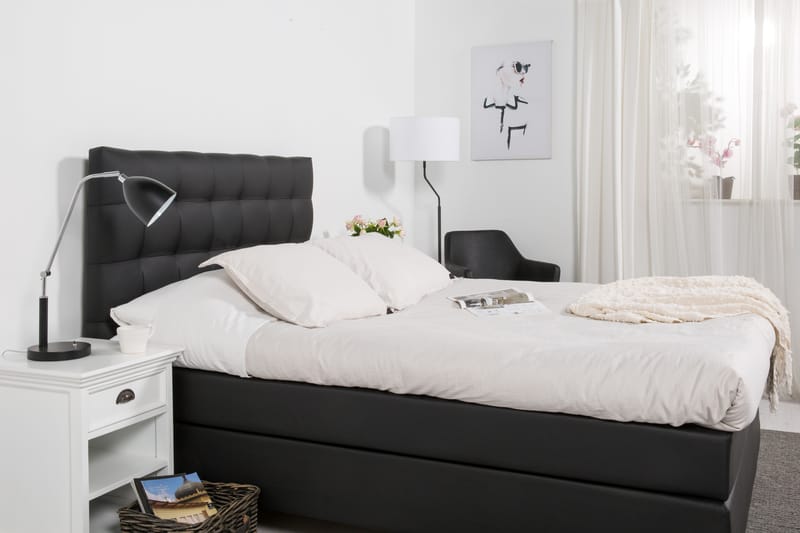 Komplet Sengepakke Hilton Lyx 120 - Sort PU/Eg - Møbler - Senge - Komplet sengepakke