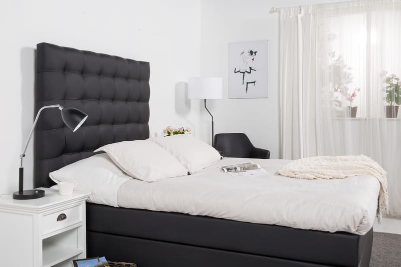 Komplet Sengepakke Hilton Lyx 120 - Sort PU/Eg - Møbler - Senge - Komplet sengepakke