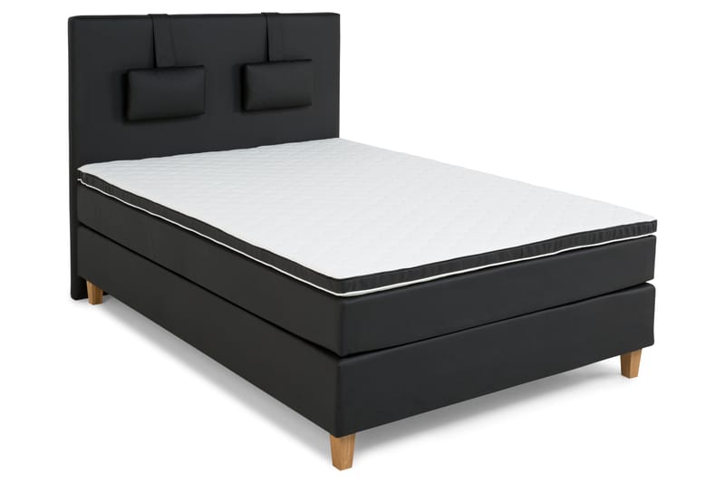 Komplet Sengepakke Hilton Lyx 120 - Sort PU/Eg - Møbler - Senge - Komplet sengepakke