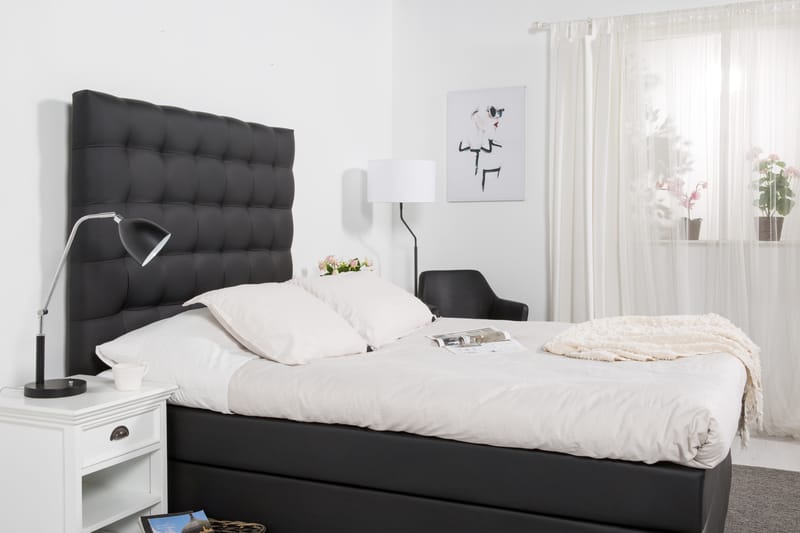 Komplet Sengepakke Hilton Lyx 120 - Sort PU/Sort - Møbler - Senge - Komplet sengepakke