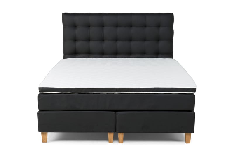 Komplet Sengepakke Hilton Lyx 160 - Sort PU/Eg - Møbler - Senge - Komplet sengepakke