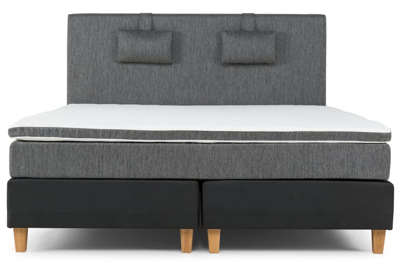 Komplet Sengepakke Hilton Lyx 180 - Sort PU/Grå/Eg - Møbler - Senge - Komplet sengepakke
