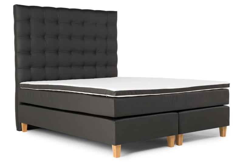 Komplet Sengepakke Hilton Lyx 180 - Sort PU/Eg - Møbler - Senge - Komplet sengepakke