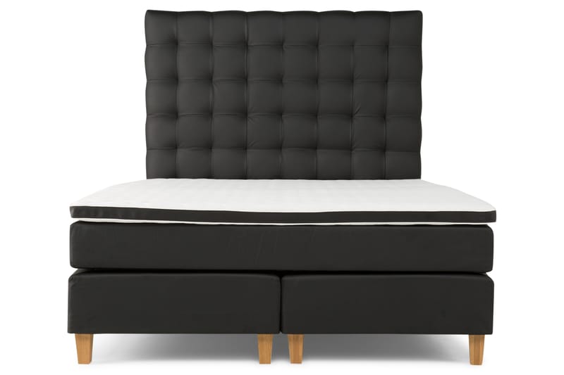 Komplet Sengepakke Hilton Lyx 180 - Sort PU/Eg - Møbler - Senge - Komplet sengepakke
