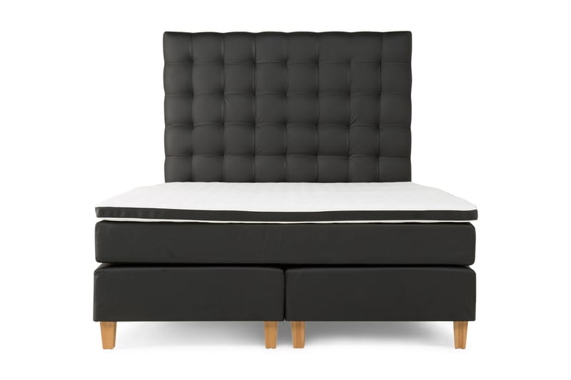 Komplet Sengepakke Hilton Lyx 180 - Sort PU/Eg - Møbler - Senge - Komplet sengepakke