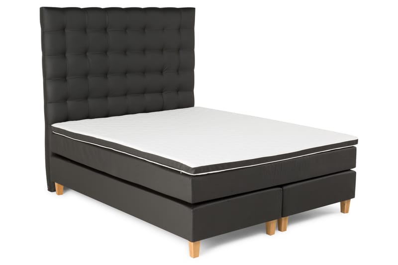 Komplet Sengepakke Hilton Lyx 180 - Sort PU/Eg - Møbler - Senge - Komplet sengepakke