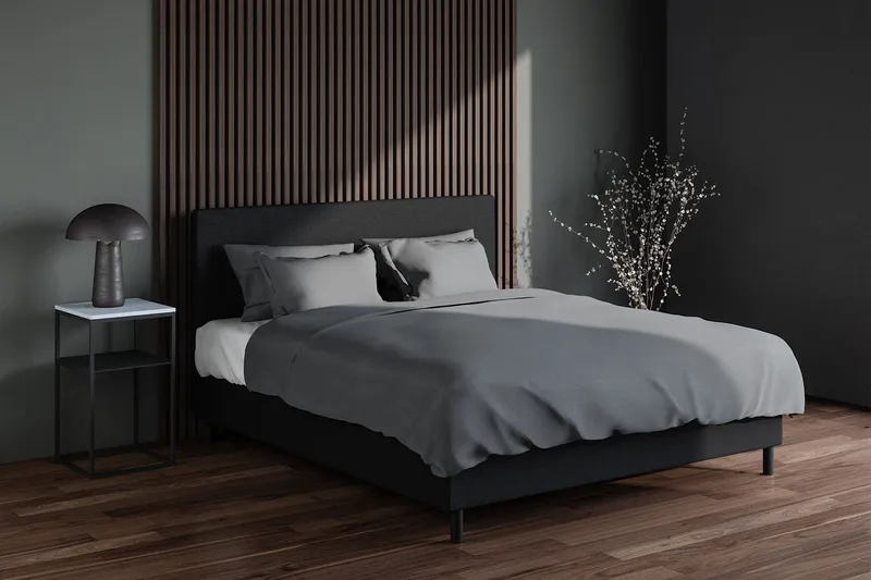 Komplett sängpaket Divine sänggavel 160 cm 160x200 Mörkgrå - Møbler - Senge - Kontinentalsenge