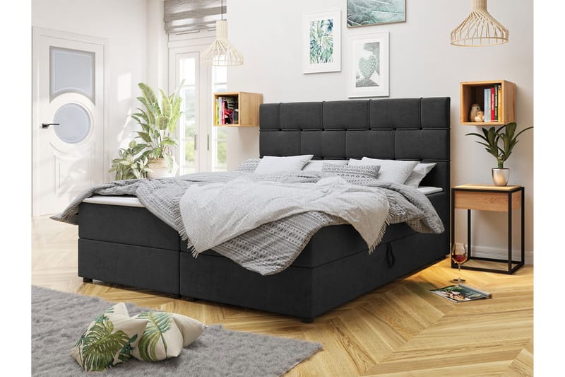 Kontinentalseng 160x200 cm - Mørkegrå - Møbler - Senge - Kontinentalsenge