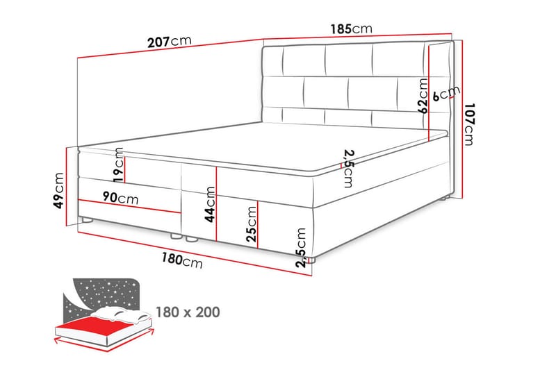 Kontinentalseng 180x200 cm - Beige - Kontinentalsenge