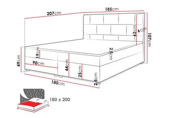 Kontinentalseng 180x200 cm - Lysegrå - Møbler - Senge - Kontinentalsenge