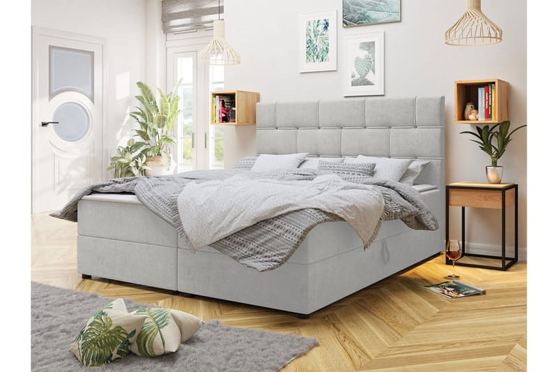 Kontinentalseng 180x200 cm - Lysegrå - Møbler - Senge - Kontinentalsenge