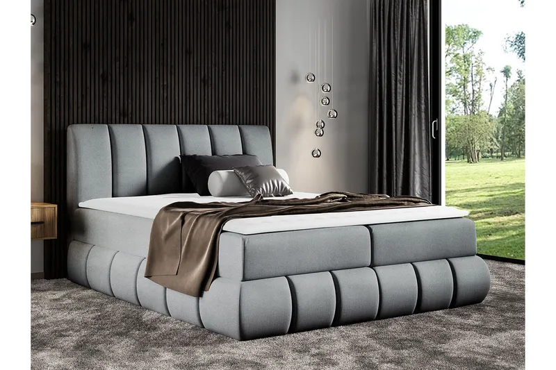 Kontinentalseng 204x218 cm Mørkegrå - Mørkegrå - Møbler - Senge - Kontinentalsenge