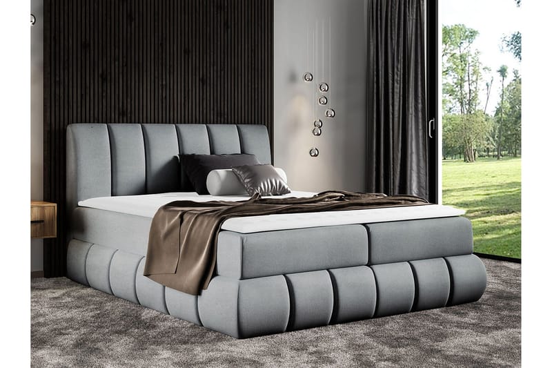 Kontinentalseng 204x218 cm Mørkegrå - Mørkegrå - Møbler - Senge - Kontinentalsenge