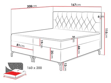 kontinentalseng Kontinentalseng GULIETTE + topmadras M Frisk 01 160x200 cm - Møbler - Senge - Kontinentalsenge