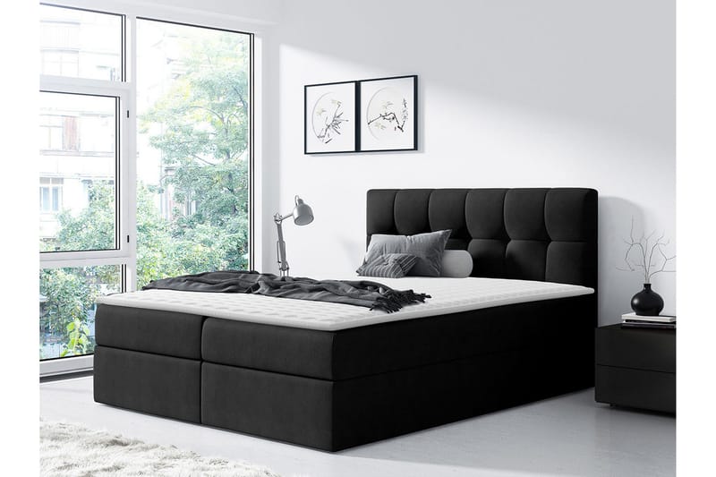 Kramvik kontinentalseng 120x200 - Sort - Møbler - Senge - Kontinentalsenge