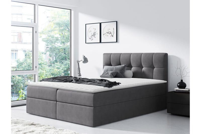 Kramvik kontinentalseng 200x200 - Grå - Møbler - Senge - Kontinentalsenge