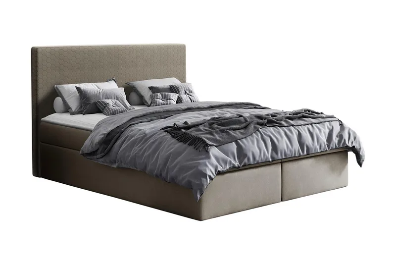 Laargard kontinentalseng med Opbevaring 140x200, Beige