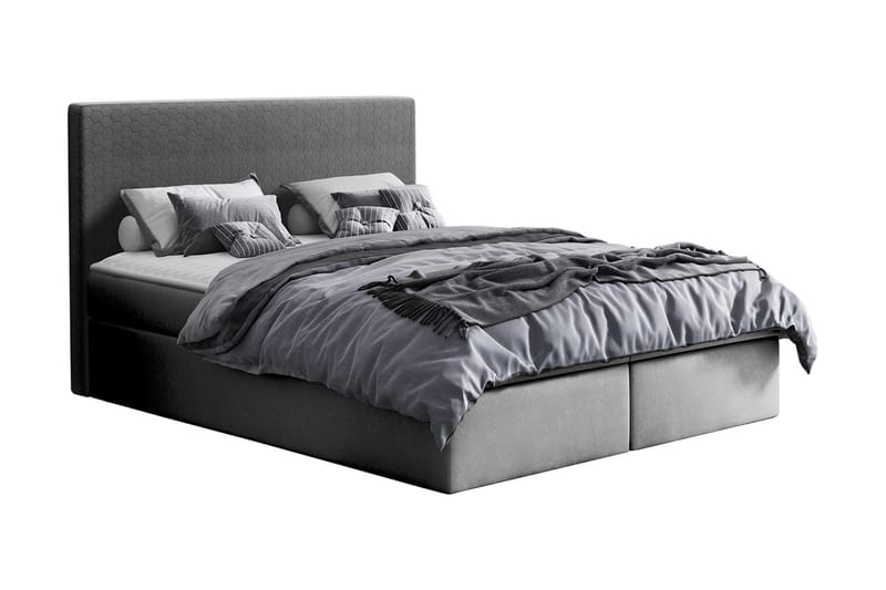 Laargard kontinentalseng med Opbevaring 140x200, Grå