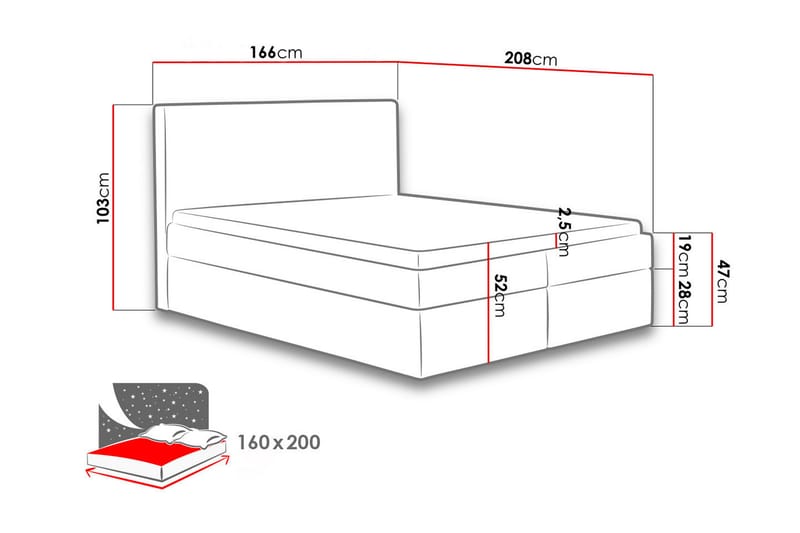 Laargard kontinentalseng med Opbevaring 160x200 - Beige - Kontinentalsenge