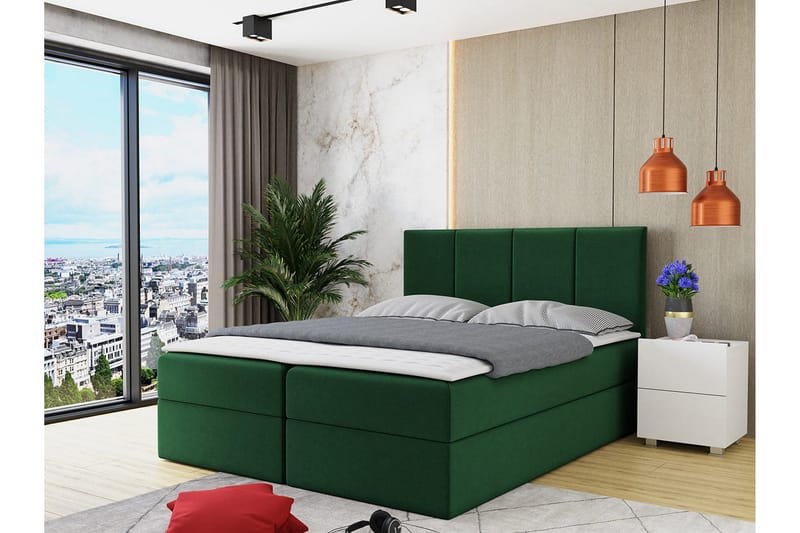 Laggano Kontinentalseng 160x200 cm + Topmadras - Grøn - Møbler - Senge - Kontinentalsenge