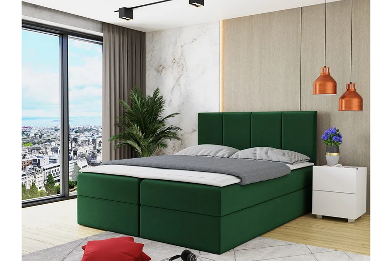 Laggano Kontinentalseng 180x200 cm + Topmadras - Grøn - Møbler - Senge - Kontinentalsenge