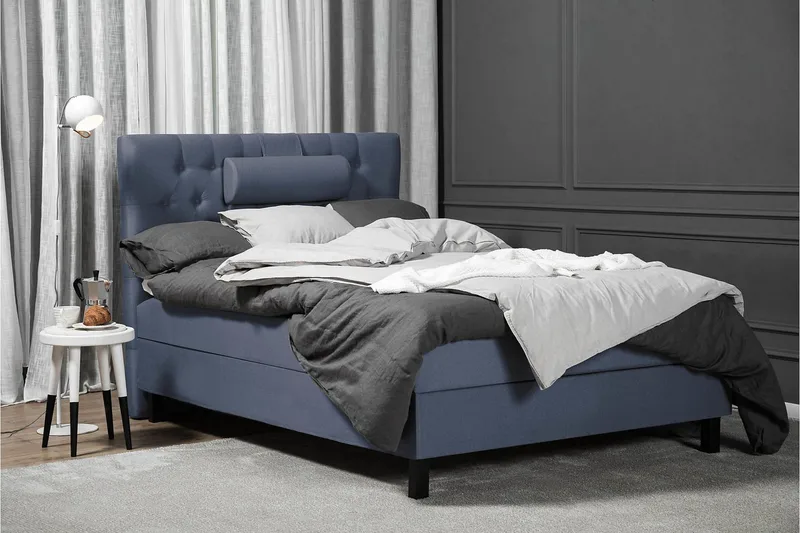 Lucky Komplet Sengepakke 120x200 Latex Diamant Sengegavl - Nakkepude Lille Mørkeblå - Møbler - Senge - Kontinentalsenge