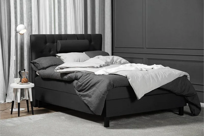 Lucky Komplet Sengepakke 120x200 Latex Diamant Sengegavl - Nakkepude Lille Sort/Grå - Møbler - Senge - Kontinentalsenge