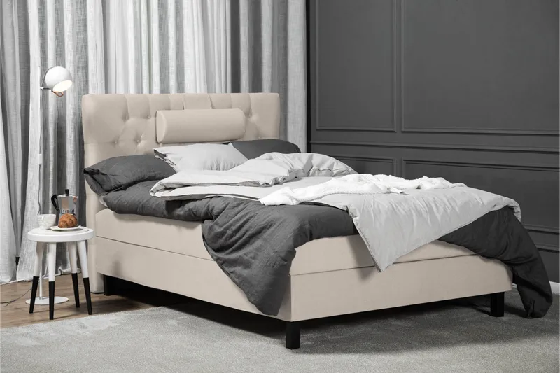 Lucky Komplet Sengepakke 120x200 Latex Diamant Sengegavl - Nakkepude Stor Beige - Møbler - Senge - Kontinentalsenge