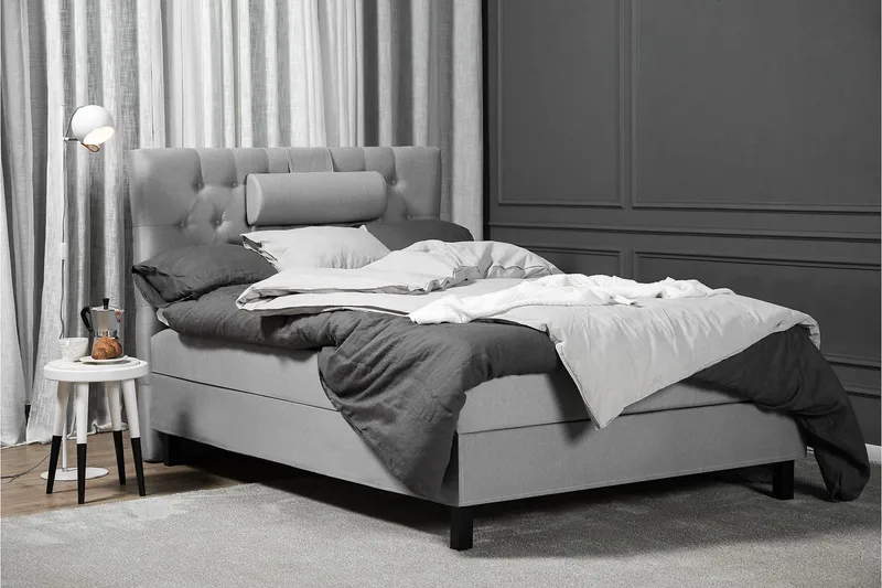 Lucky Komplet Sengepakke 120x200 Latex Diamant Sengegavl - Nakkepude Stor Mellangrå - Møbler - Senge - Kontinentalsenge