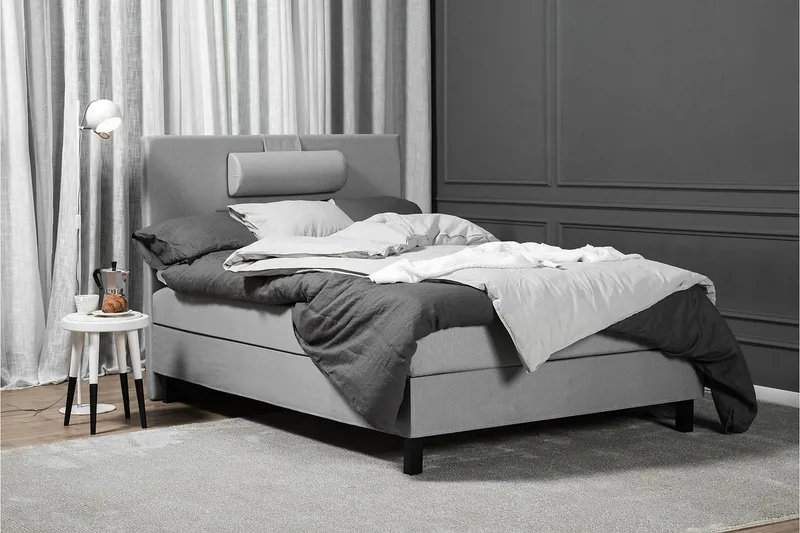 Lucky Komplet Sengepakke 120x200 Latex Glat Sengegavl - Nakkepude Stor Mellangrå - Møbler - Senge - Kontinentalsenge