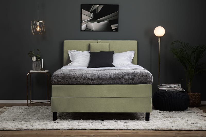 Lucky Komplet Sengepakke 120x200 Memory Glat Sengegavl - Nakkepude Lille Grøn - Møbler - Senge - Kontinentalsenge