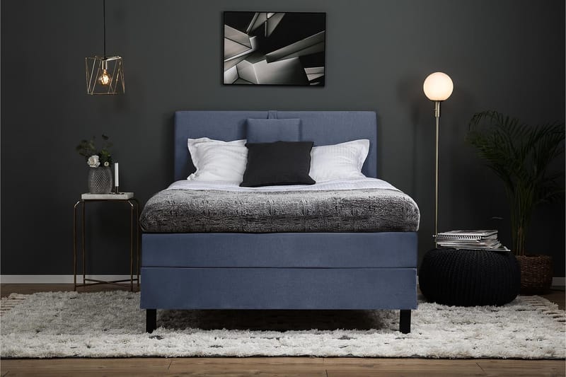 Lucky Komplet Sengepakke 120x200 Memory Glat Sengegavl - Nakkepude Lille Mørkeblå - Møbler - Senge - Kontinentalsenge